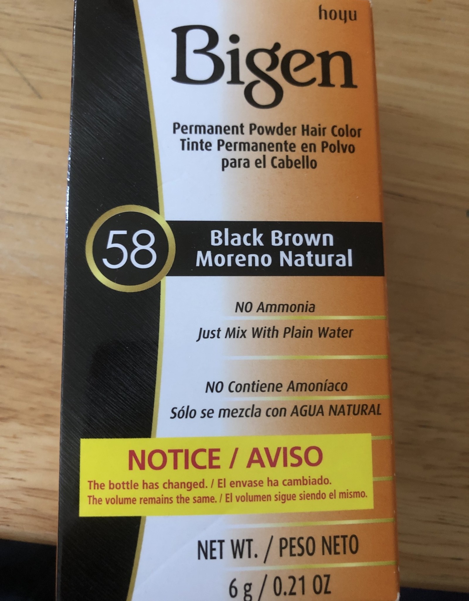 Bigen Permanent Powder Hair Color 58 Black Brown 0 21oz D3