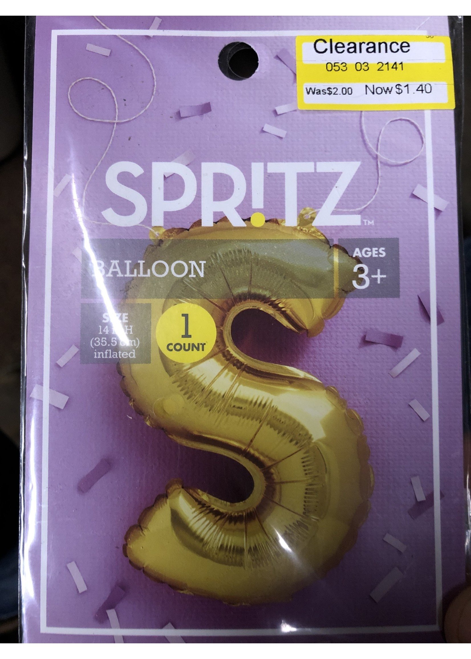 16" S Foil Balloon Gold - Spritz™