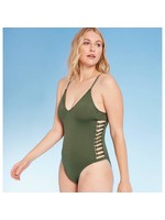 Women's Strappy Side One Piece Swimsuit - Shade & Shoreâ„¢ Palm Green L