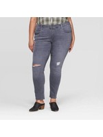 Women's Plus Size Mid-Rise Distressed Skinny Jeans - Universal Thread Gray 26W