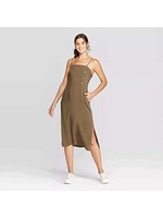 Women's Sleeveless Square Neck Side Button Midi Dress - Xhilaration OliveXXL