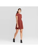 Women's Short Sleeve Mock Turtleneck Knit Mini Dress - Xhilaration Rust M