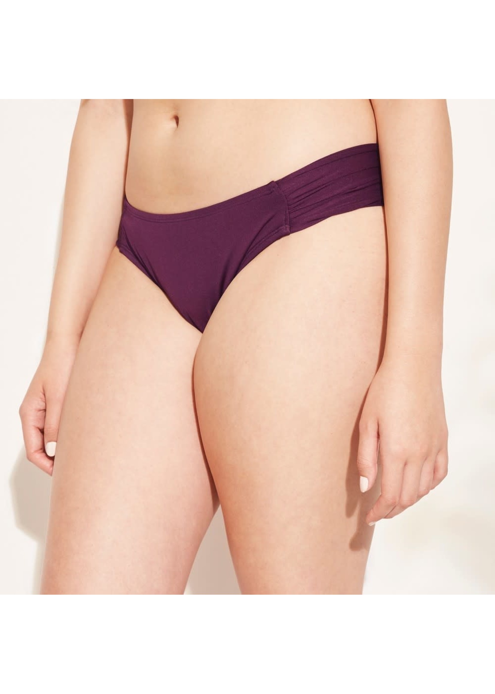 Women's Medium Coverage Tab Side Hipster Bikini Bottom - Kona Sol Royal Burgundy L