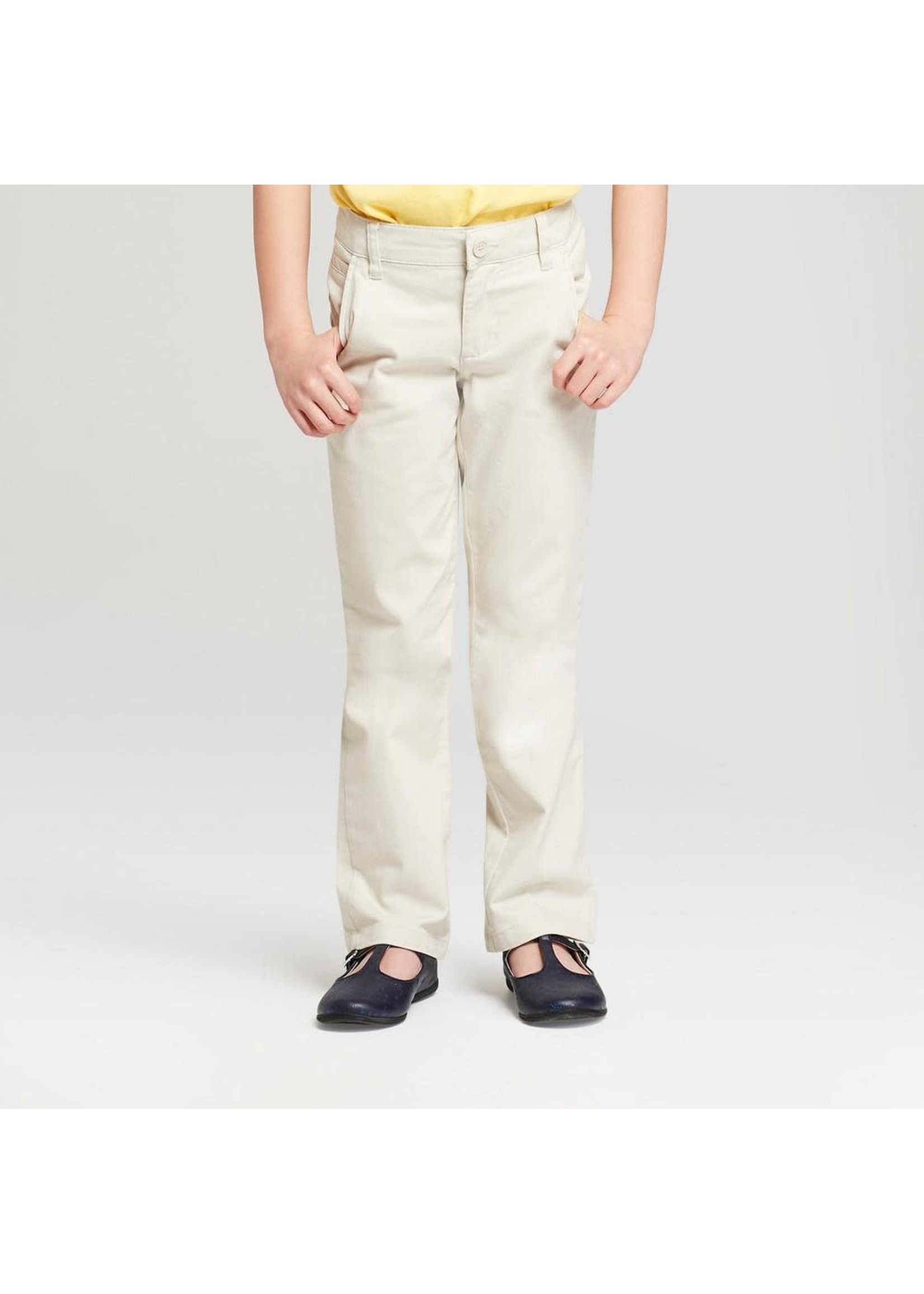 Girls' Bootcut Twill Uniform Chino Pants - Cat & Jack™ Oyster 4