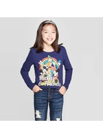 Girls' Mickey Mouse & Friends Rainbow Long Sleeve T-Shirt - Navy L