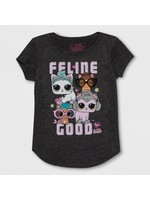 Girls' L.O.L. Surprise! 'Feline Good' Short Sleeve T-Shirt - Gray XL
