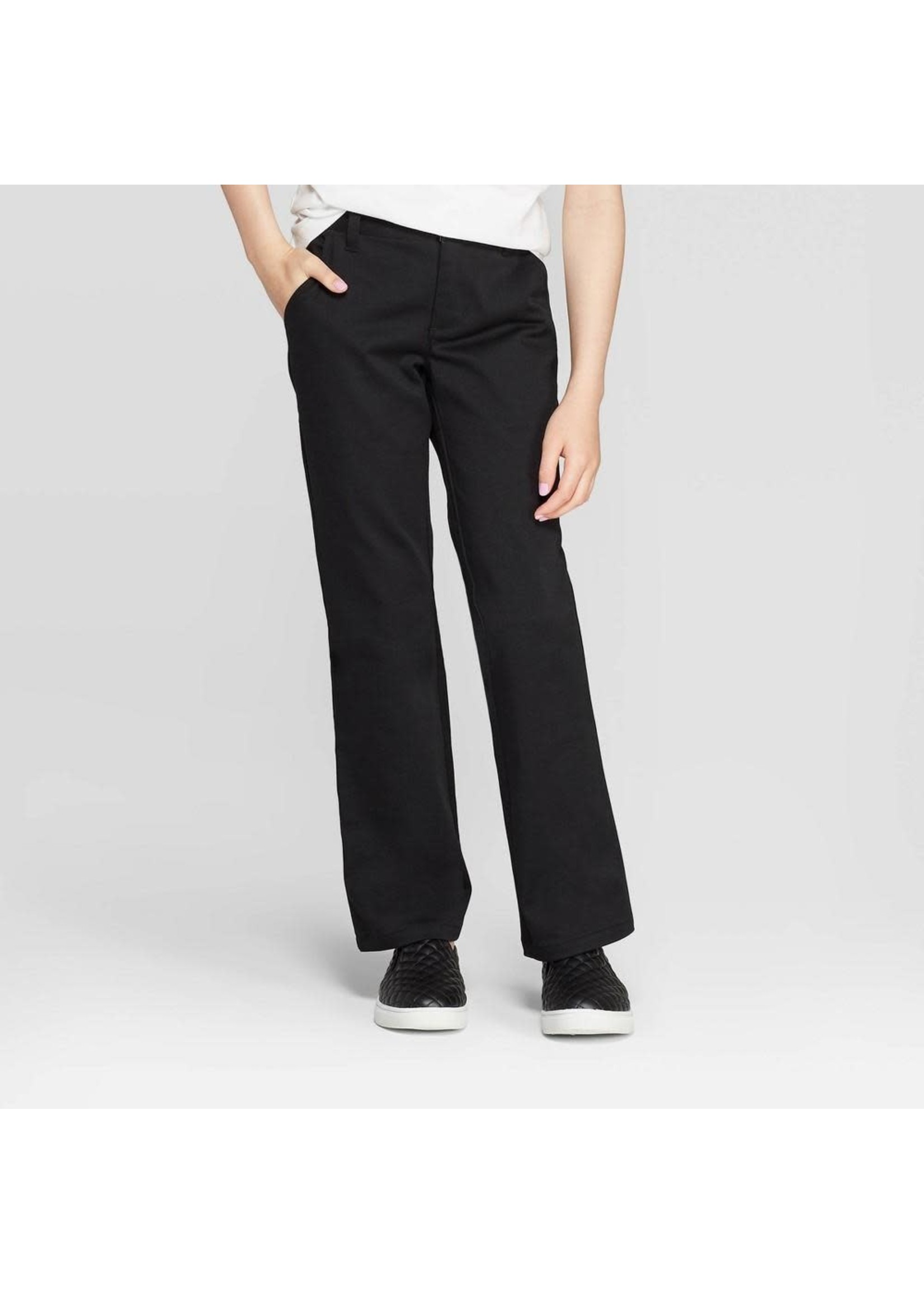 Girls' Bootcut Twill Stretch Uniform Chino Pants - Cat & Jack™ Black 16