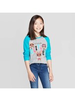 Girls' L.O.L. Surprise! Team Glitter Long Sleeve Raglan T-Shirt - Heather Gray XS