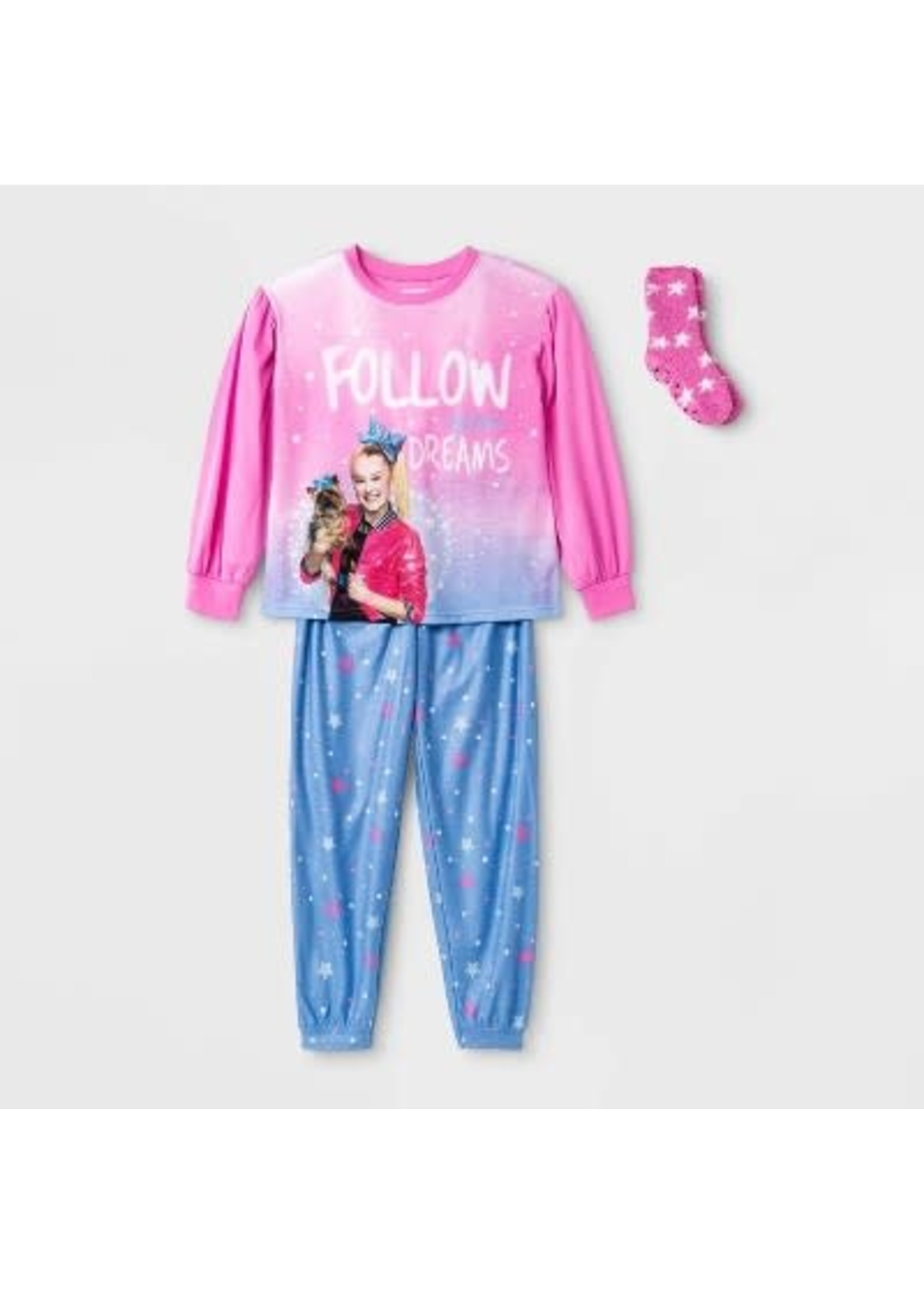 Girls' JoJo Siwa 2pc Pajama Set with Socks - Pink L