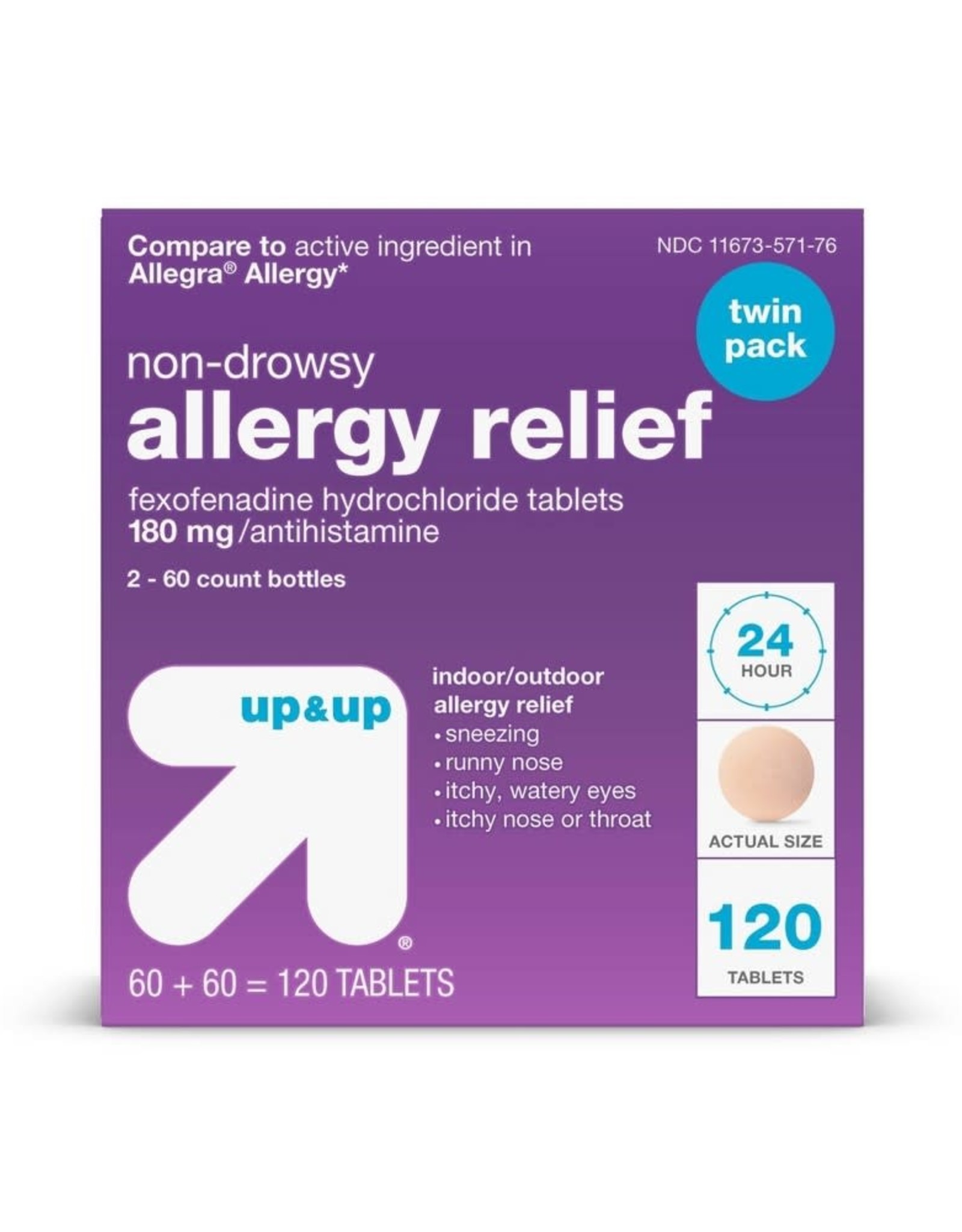 Fexofenadine Hydrochloride Allergy Relief Tablets- 120ct ...