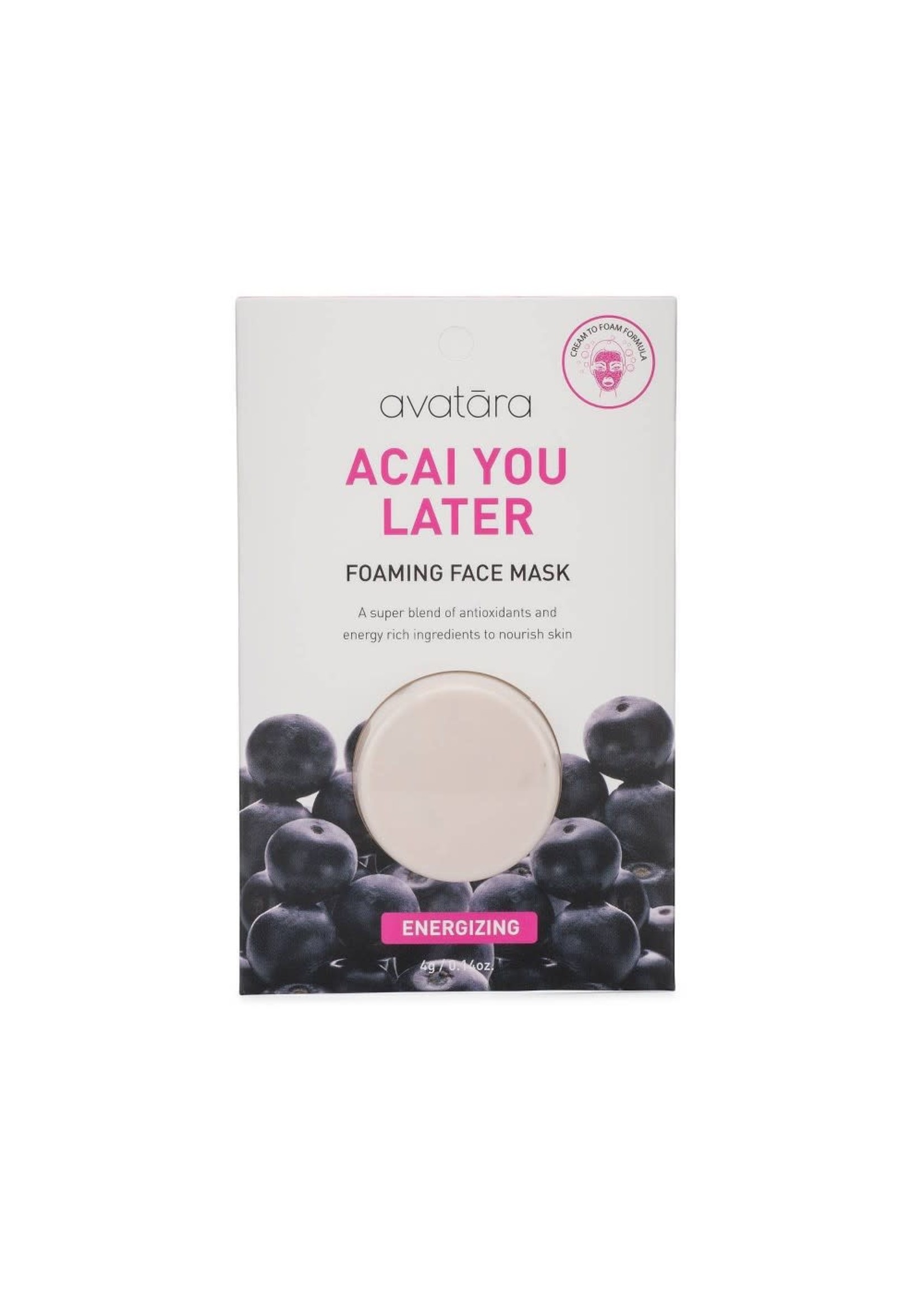 Avatara Acai You Later Foaming Face Mask - 0.14oz