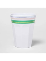 12oz Melamine Striped Cup Green/White - Spritzâ„¢