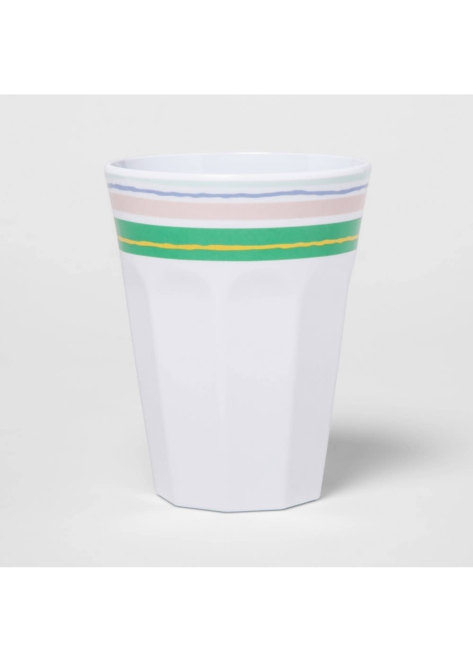 12oz Melamine Striped Cup Green/White - Spritzâ„¢