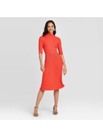 Women's Elbow Sleeve Crewneck Flat Rib Dress - Who What Wearâ„¢ Red L