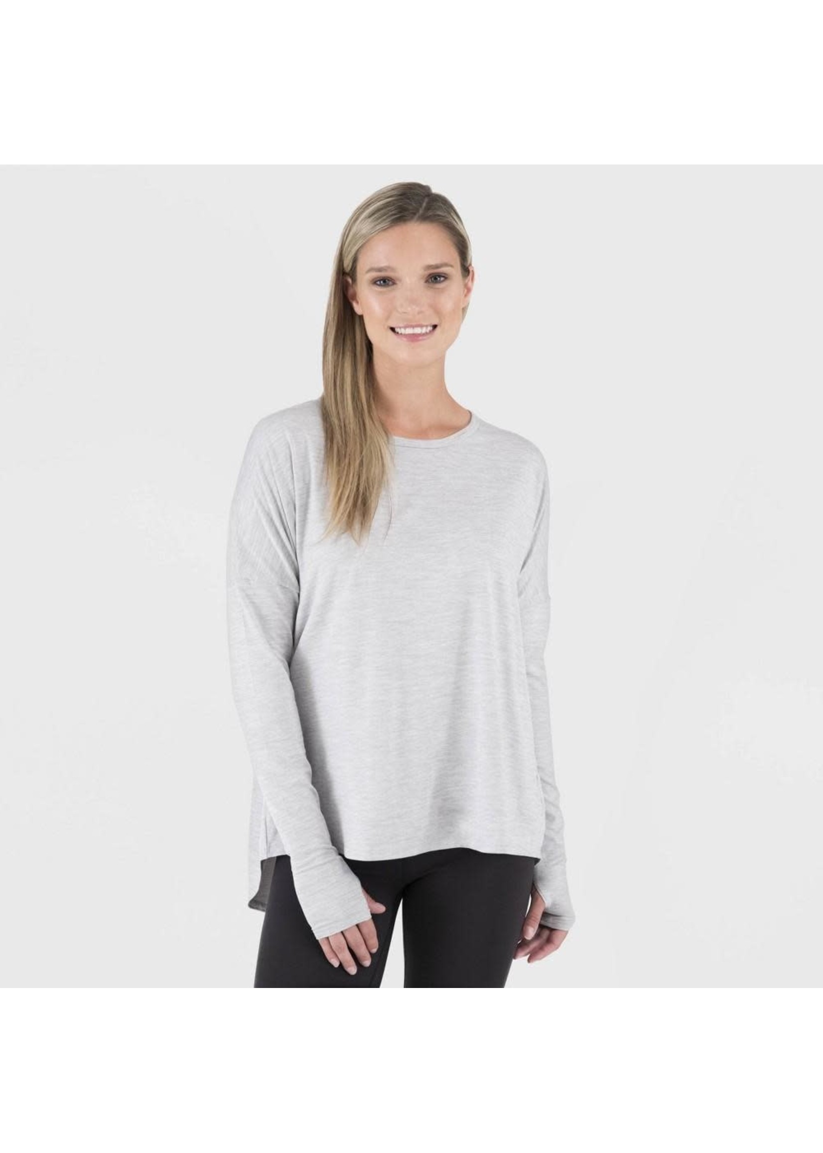 Wander by Hottotties Women's Charlotte Drop Shoulder Thermoregulation Tunic - Heather Gray L