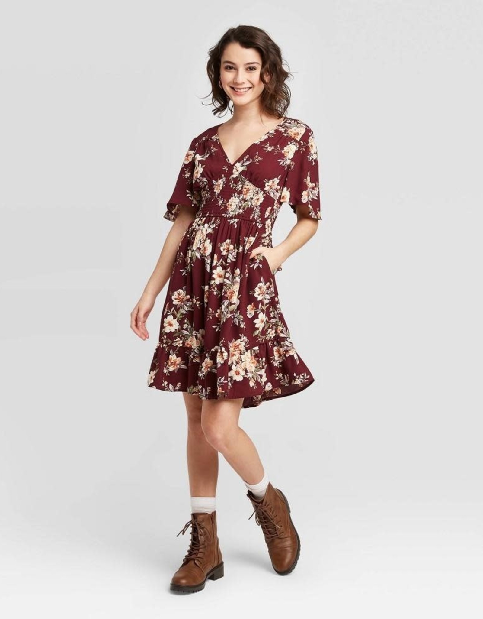 smocked waist mini dress