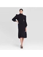 Women's Puff Long Sleeve High Neck Sweater Dress - Who What Wearâ„¢ Black M