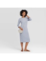 Women's Long Sleeve Rib Knit Dress - A New Dayâ„¢ Blue M