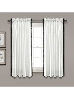 50"x63" Pom Pom Window Curtain Panel Black - Lush Décor