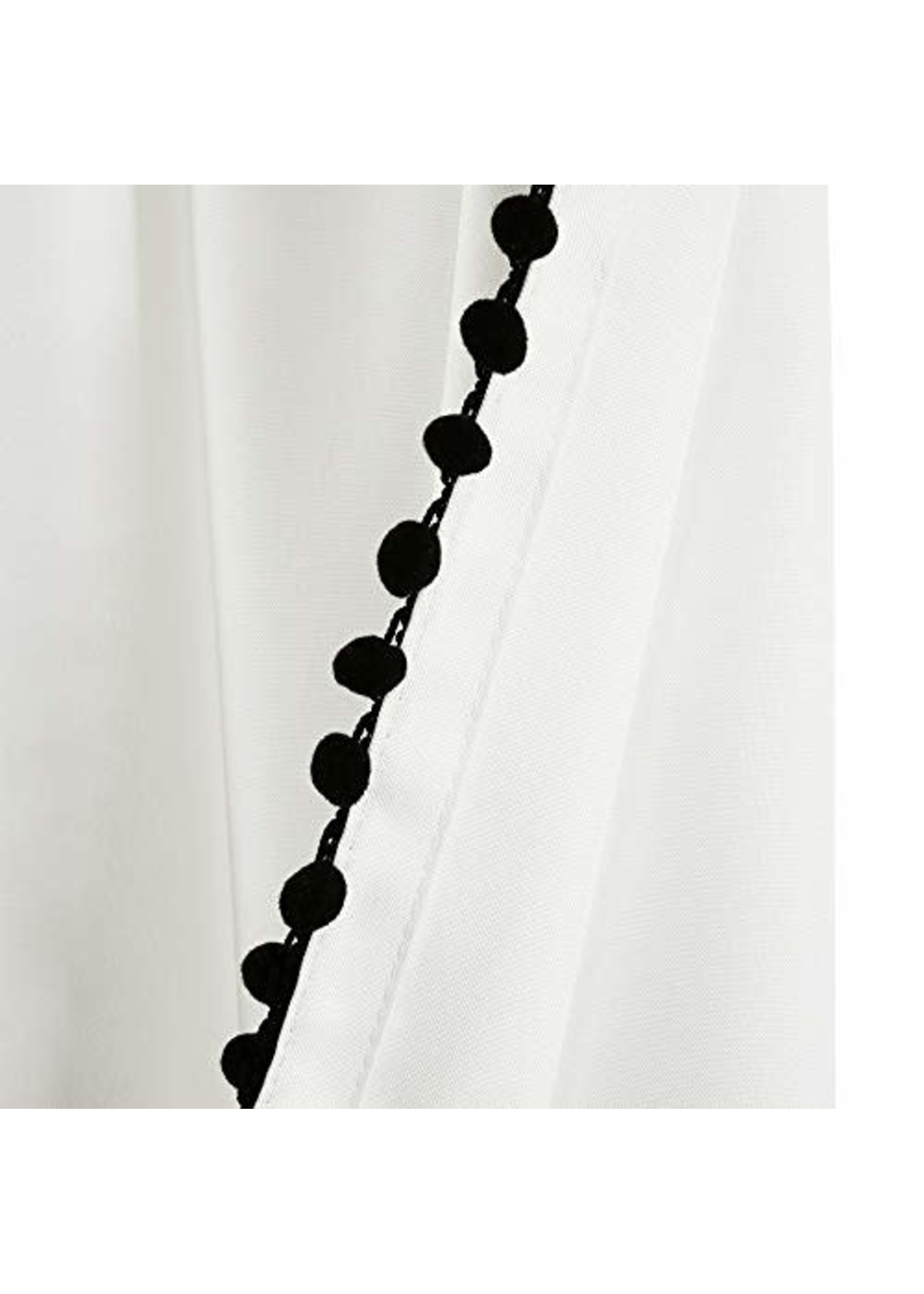 50"x63" Pom Pom Window Curtain Panel Black - Lush Décor