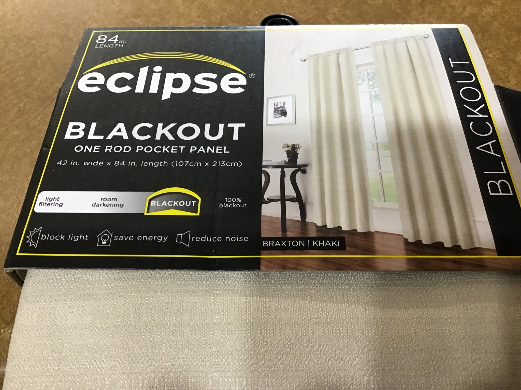 84" X 42" Braxton Thermaback Blackout Window Curtain Panel Beige