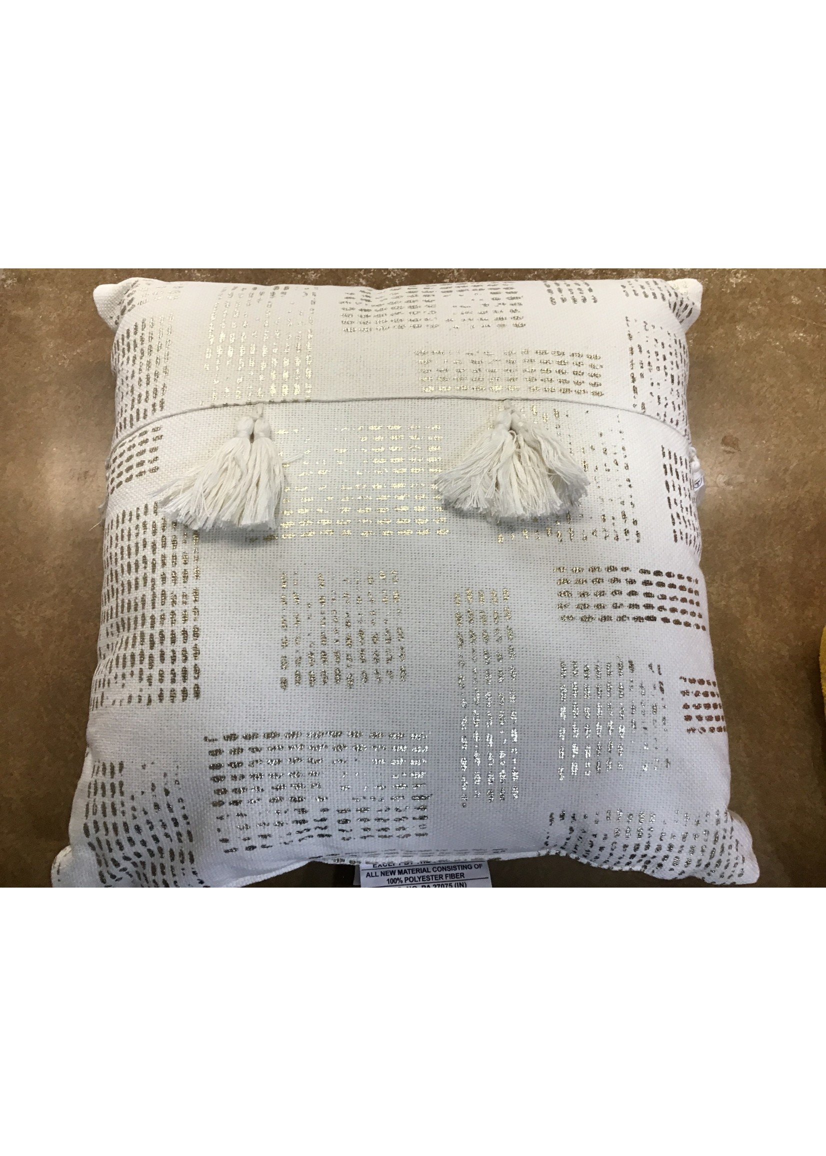 Metallic Stripe Tassel Square Throw Pillow Cream/Gold - Opalhouse™