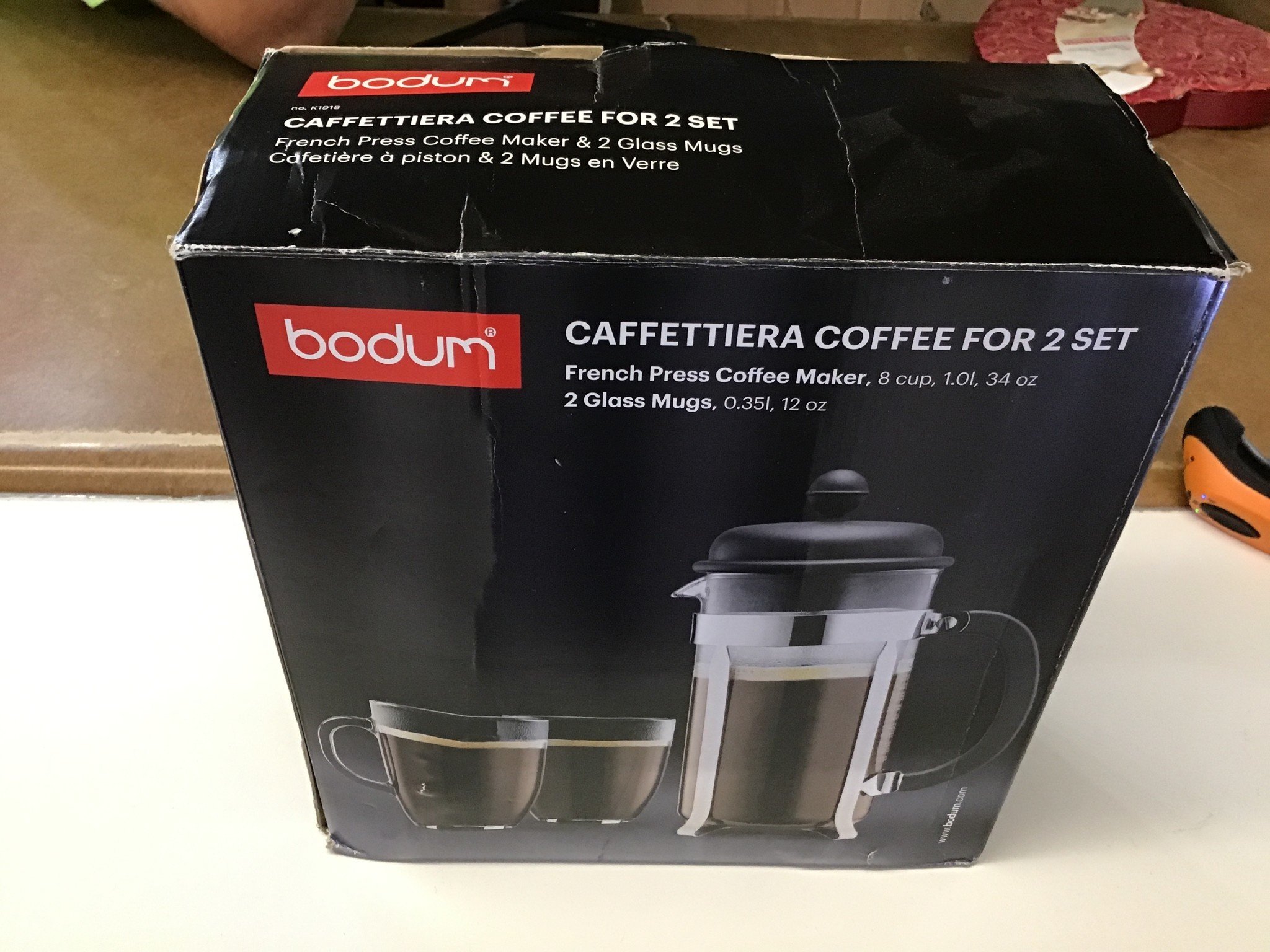 Bodum Caffettiera 8 Cup / 34oz French Press Coffee For Two Set - Black