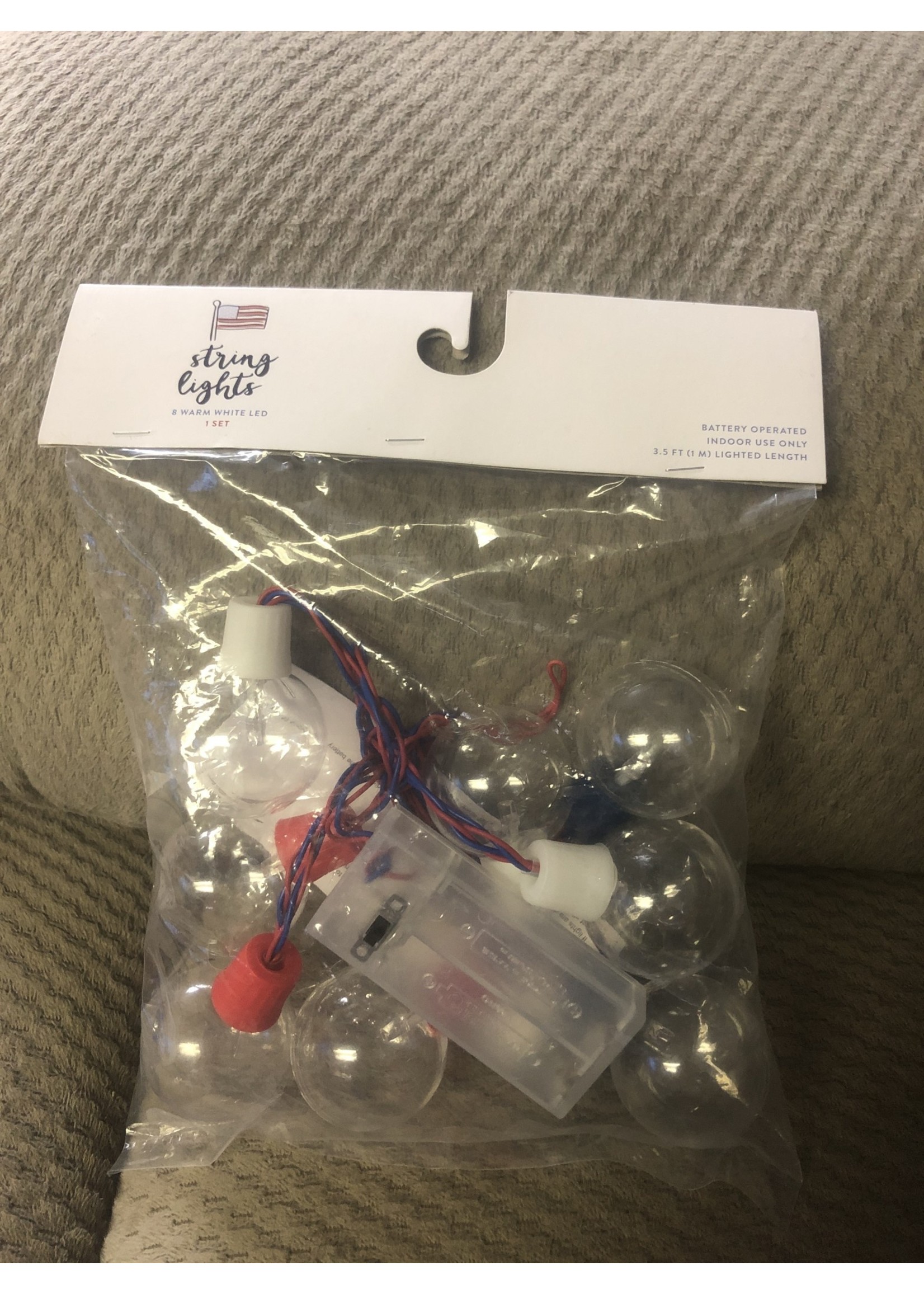 USA themed string lights 8 on a set battery operated