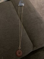 Universal Thread Semi-Precious Stones Matte Carnelian Zinc Casting Steel Chain Pendant Necklace - Universal Thread™ Red