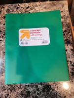 2 Pocket Plastic Folder with Prongs - Up&Up™ Green