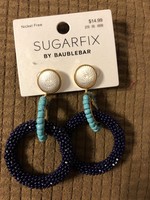 SUGARFIX by BaubleBar Mixed Media Hoop Earrings with Crystal - Blue