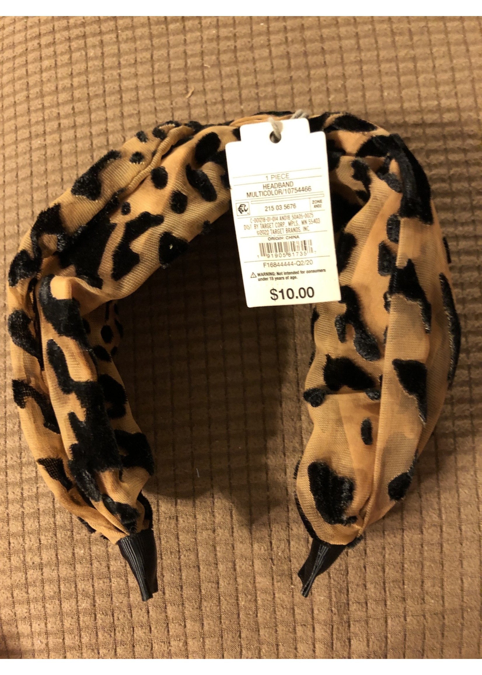 A New Day Chiffon and Velvet Cheetah Twist Front Headband - A New Day™ Blush Pink