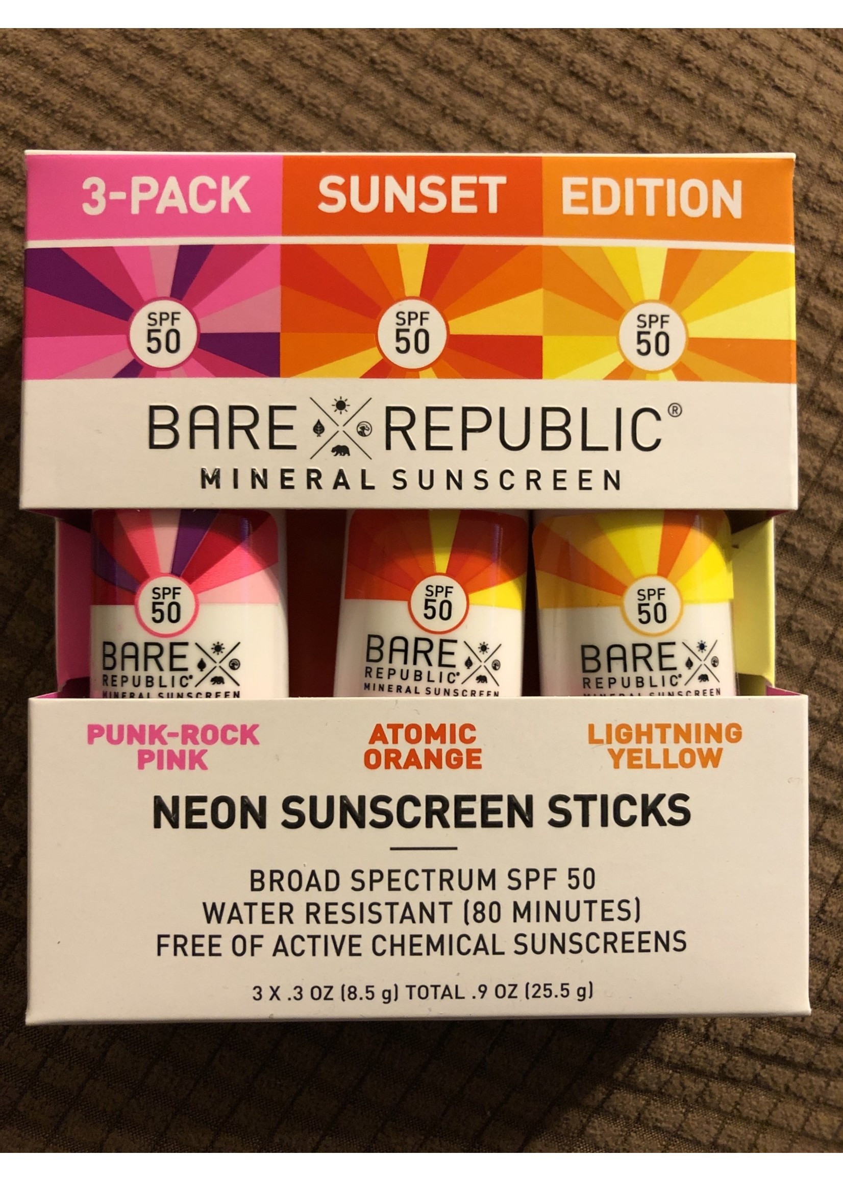 *expired* Bare Republic Neon Sunset Sunscreen Stick Set - SPF 50 - 3ct/0.9oz