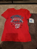Girls V-Neck T-Shirt Glitter Washington Nationals Small 6/6X