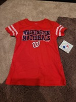 Girls MLB Washington Nationals Graphic Stripe T-Shirt Small 6/6X