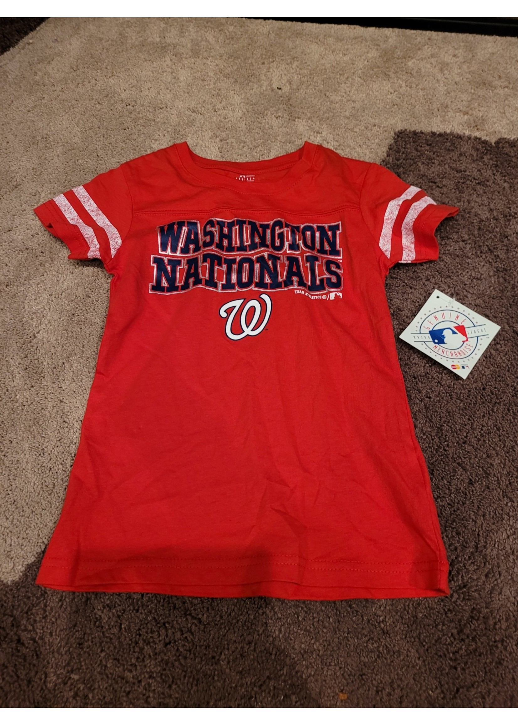 Girls MLB Washington Nationals Graphic Stripe T-Shirt Small 6/6X