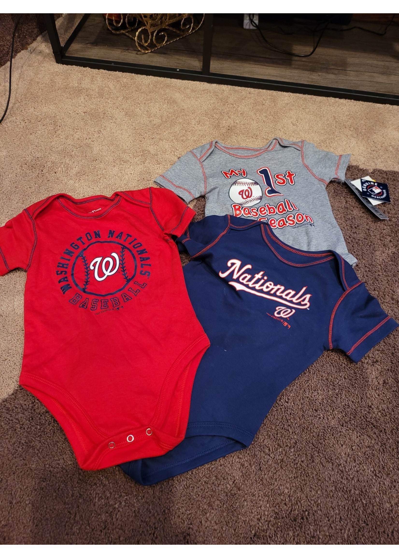 Infant 3 Pack MLB Washington Nationals Bodysuit Onesie 3-6M