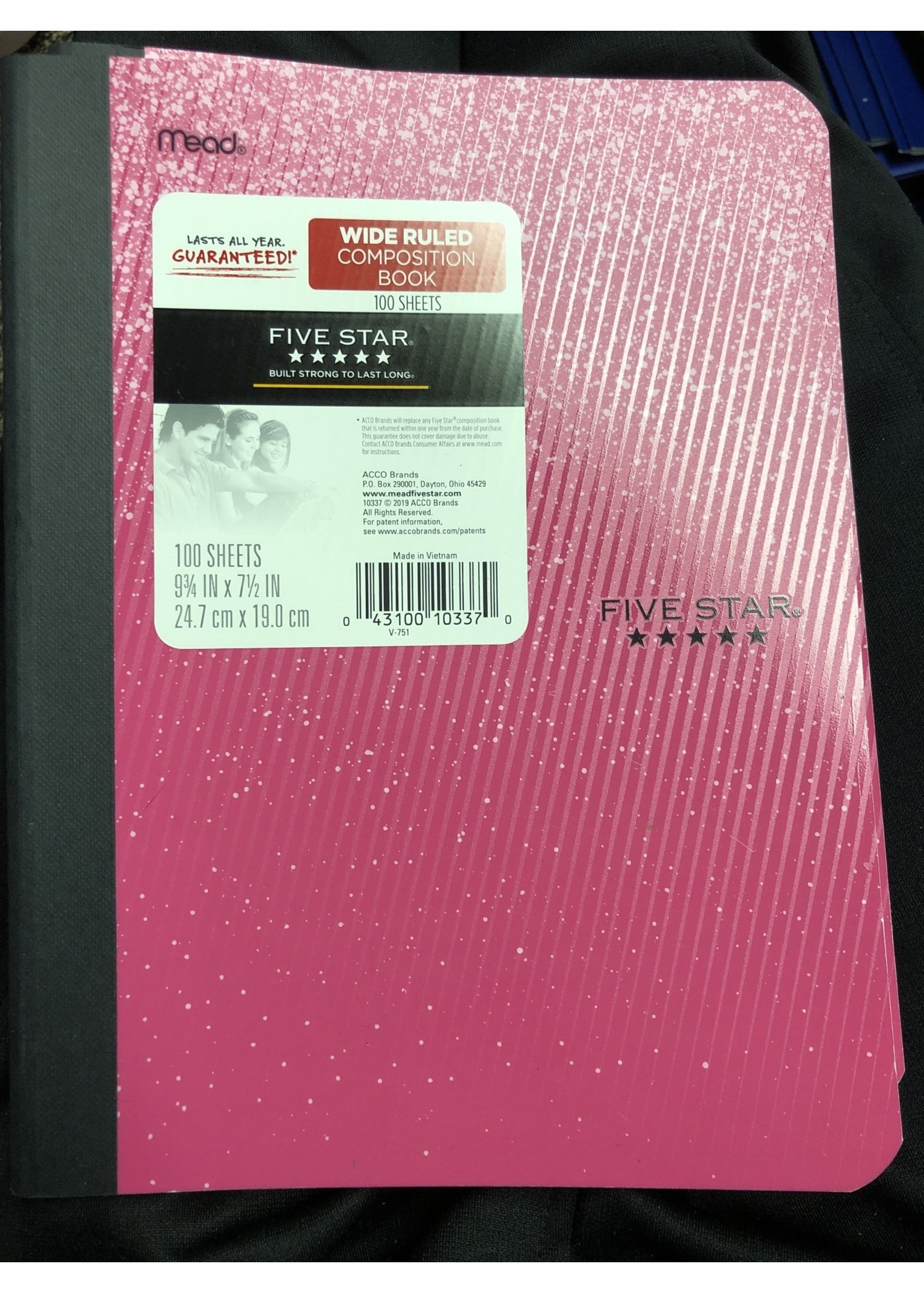 Five Star Wide Ruled Composition Notebook Red