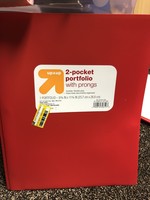 2 Pocket Plastic Folder with Prongs Red - Up&Up™