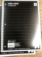 Spiral Notebook 1 Subject Wide Ruled 70 Sheets Black - Up&Up™