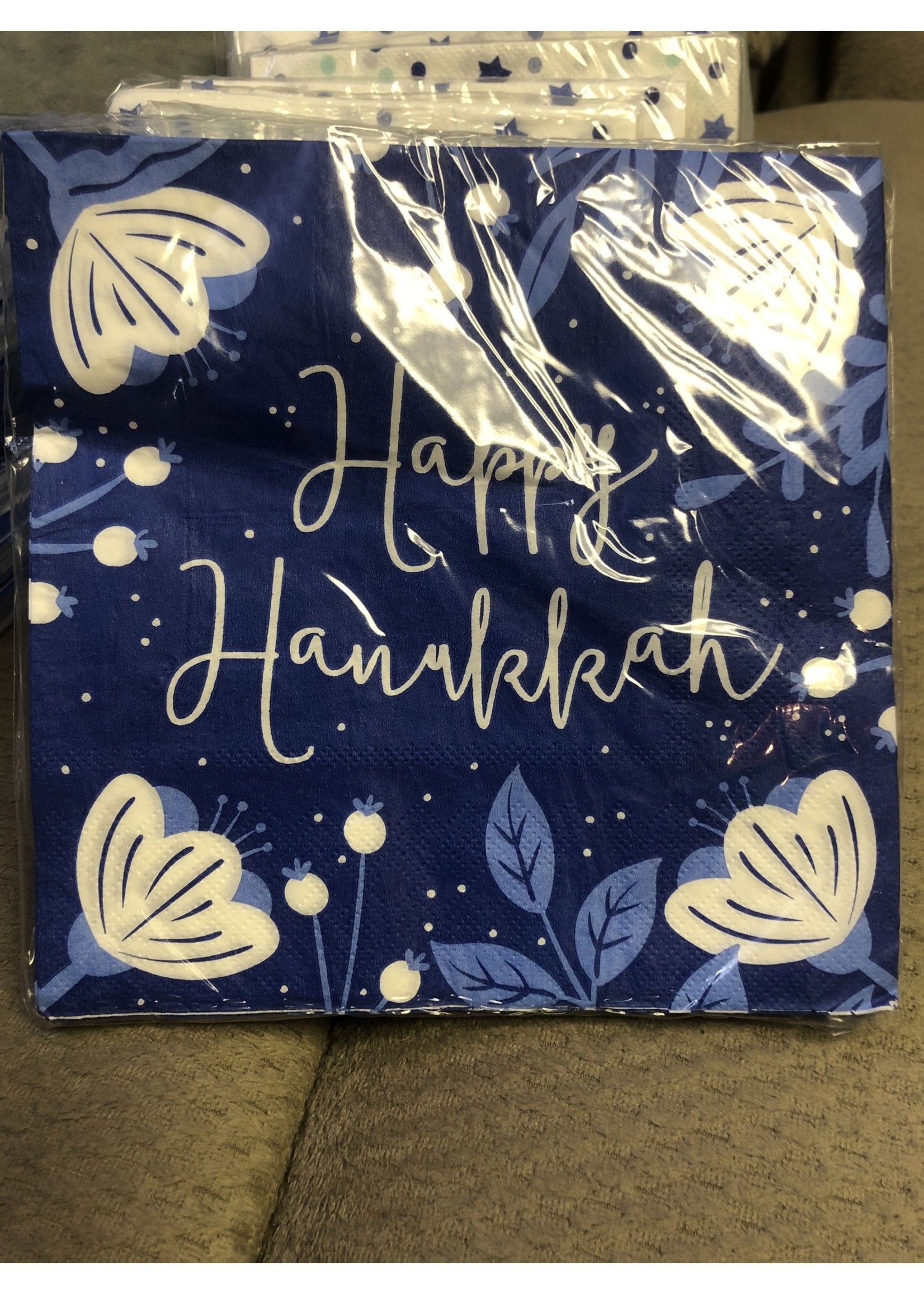 20ct Happy Hanukkah Floral Lunch Disposable Napkins - International Greetings