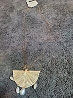 Raffia, Shells and Pearl Pendant Necklace - A New Day™ Gold