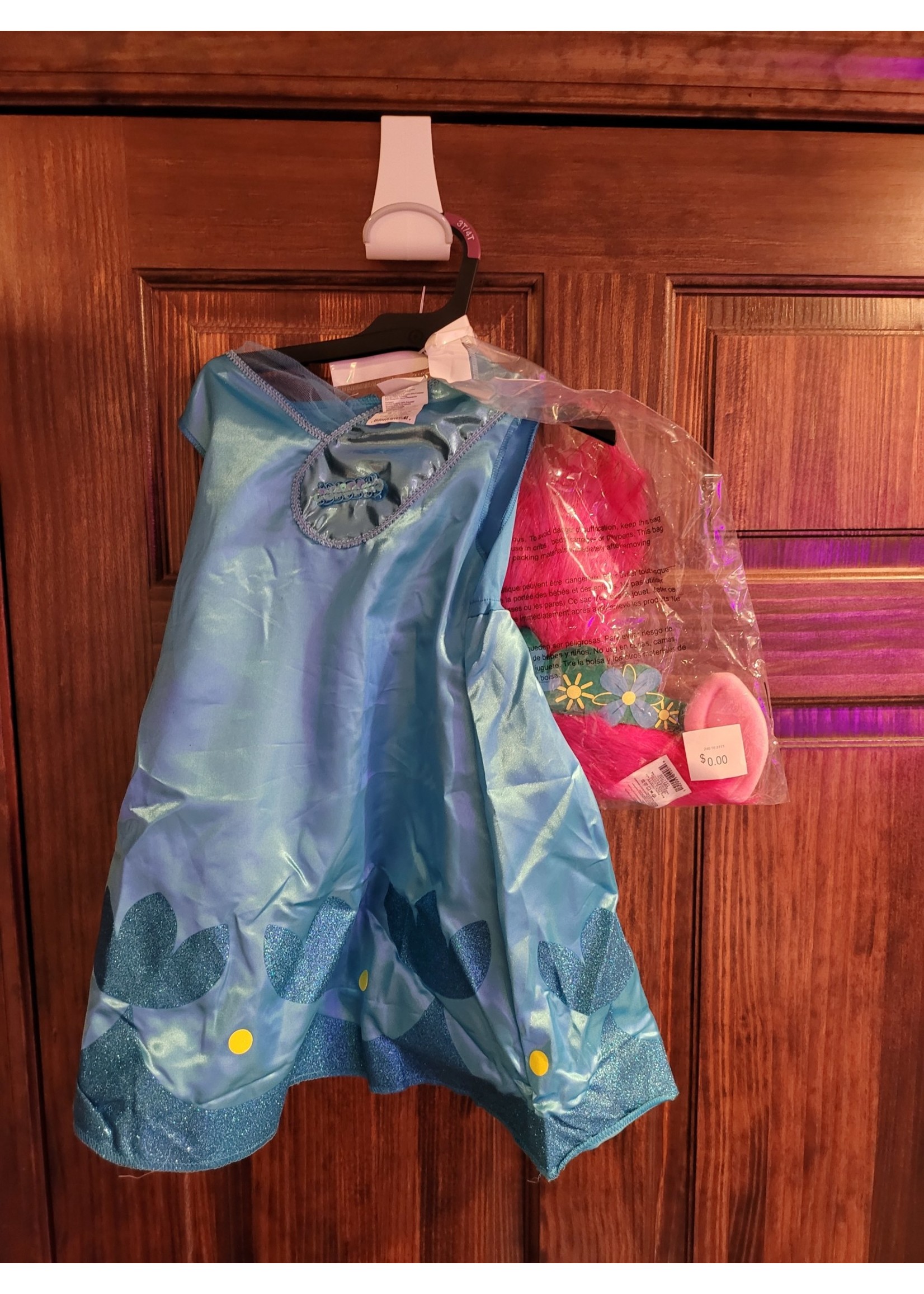 Toddler Deluxe Trolls Poppy Halloween Costume Dress with Headpiece 3T-4T