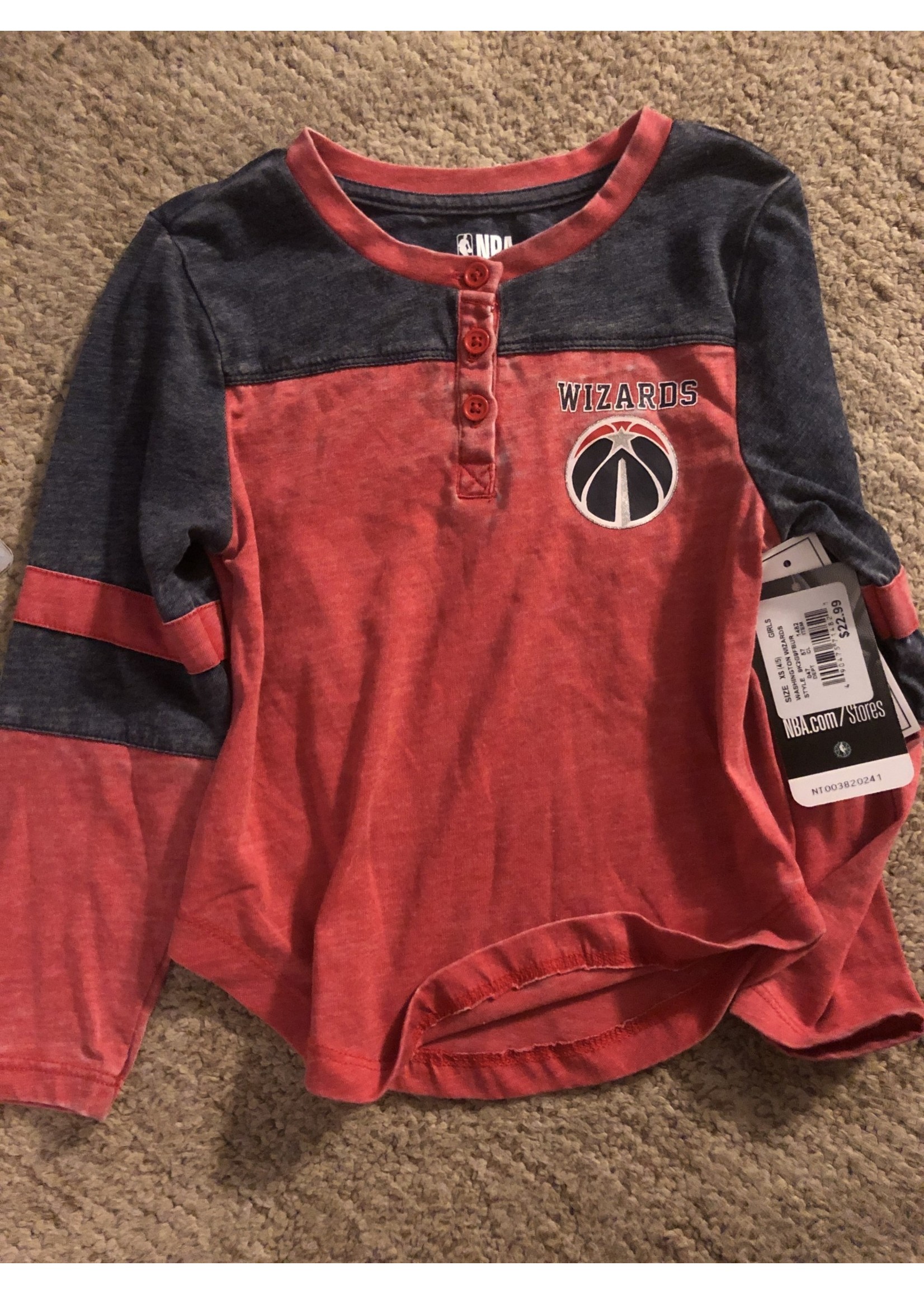 LS Tee Shirts Washington Wizards Team Color XS 4-5