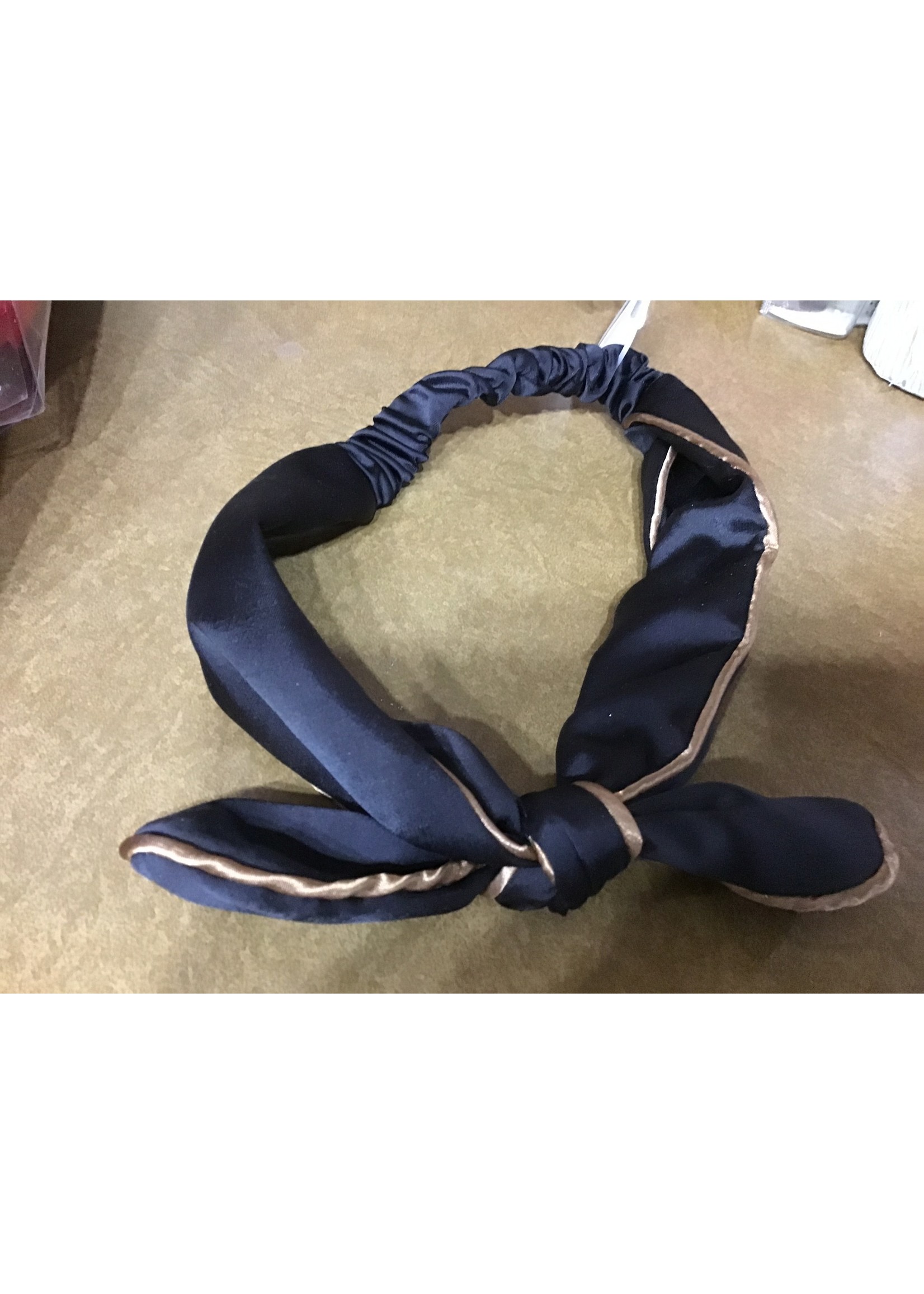 Maple Satin Bow with Piped Trim Headwrap - A New DayΓäó Black