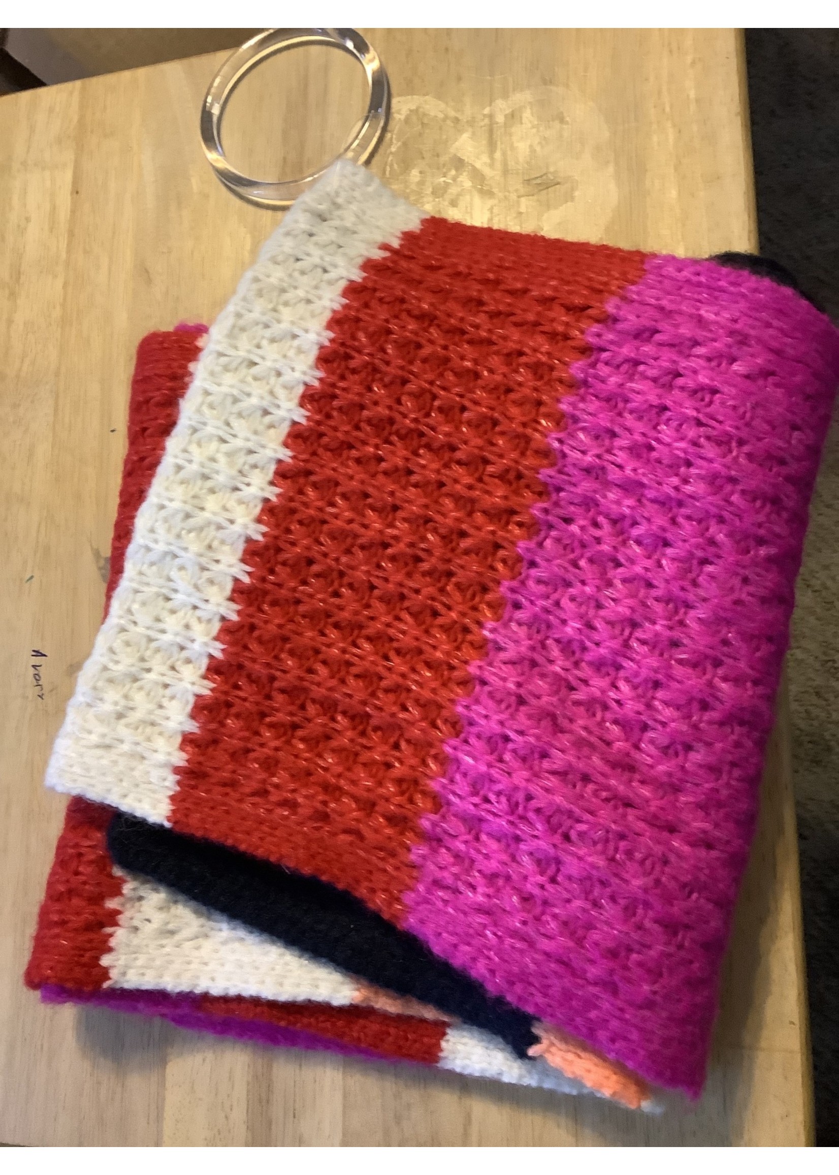 Women's Striped Waffle Stitch Scarf - Universal Thread Pink One Size