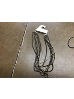 8 Row Glass Metal Chain, Beaded and Multi-Strand Necklace - A New Day Brown