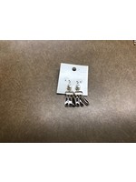 Metal and Pearl Dangle Earrings - A New Day Brown