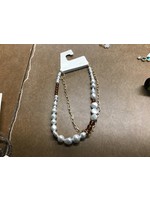 Glass Pearl and Metal Link Statement Necklace - A New Day Gold