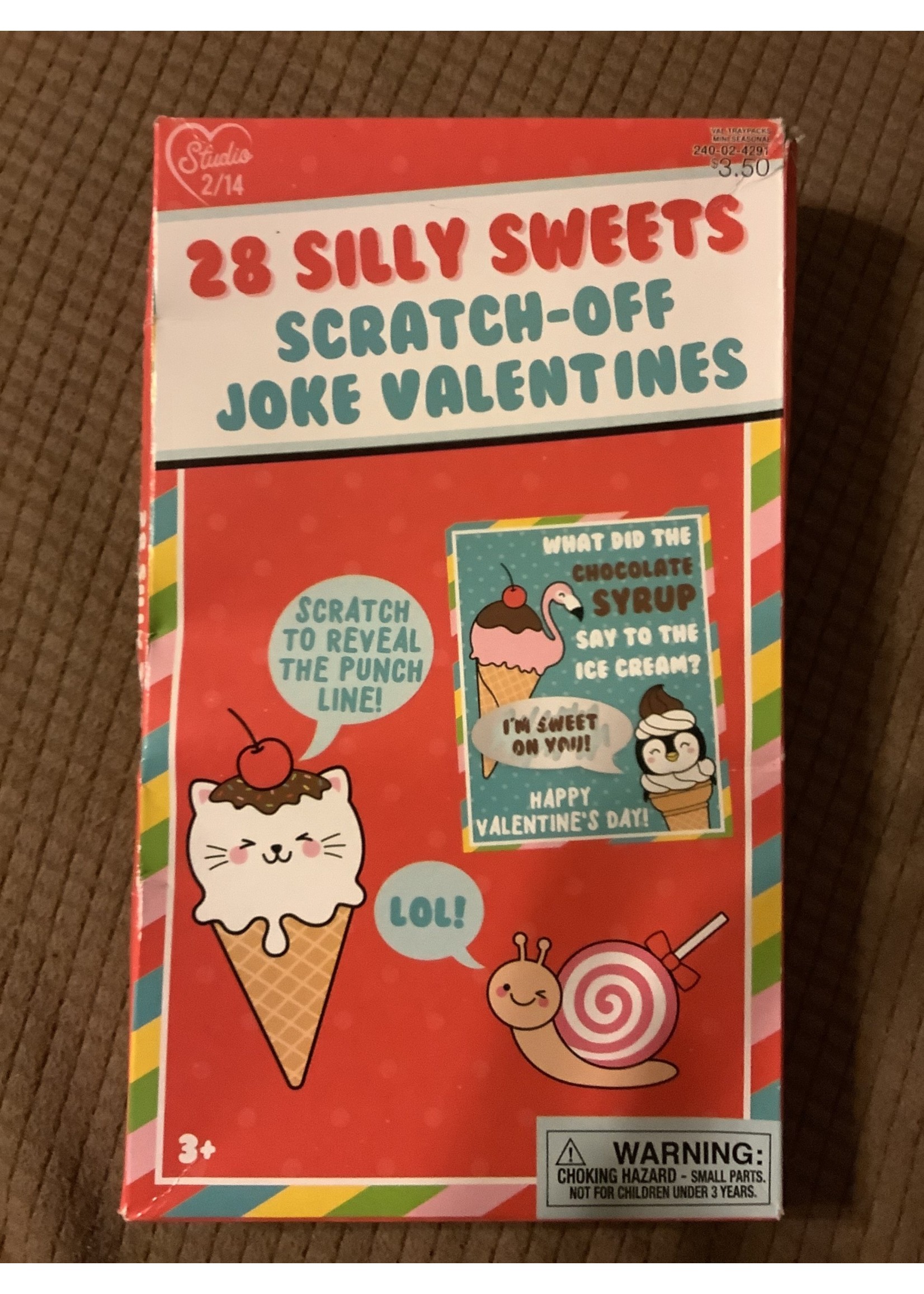 28ct Silly Sweets Scratch-Off Joke Valentines